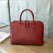 Load image into Gallery viewer, Sac à Main en Cuir Façon Crocodile avec Pochette Ordinateur
