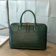 Load image into Gallery viewer, Sac à Main en Cuir Façon Crocodile avec Pochette Ordinateur
