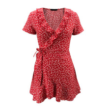 Load image into Gallery viewer, Mini Robe Fleurie à Volants Col en V

