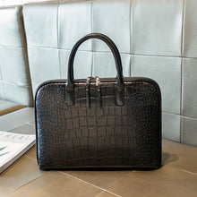 Load image into Gallery viewer, Sac à Main en Cuir Façon Crocodile avec Pochette Ordinateur
