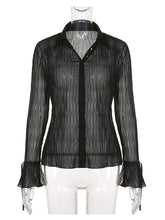 Load image into Gallery viewer, Chemise Manches Évasées en Maille Semi-Transparente
