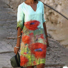 Load image into Gallery viewer, Robe Ample Col en V Manches Mi-Longues

