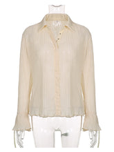 Load image into Gallery viewer, Chemise Manches Évasées en Maille Semi-Transparente
