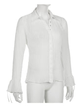 Load image into Gallery viewer, Chemise Manches Évasées en Maille Semi-Transparente
