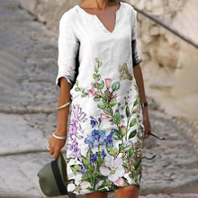 Load image into Gallery viewer, Robe Ample Col en V Manches Mi-Longues
